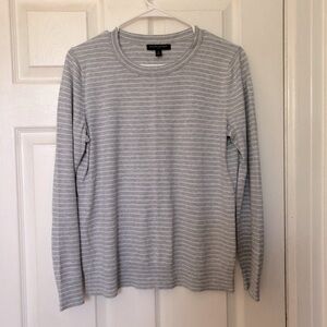 Banana Republic Striped Crew Neck Sweater Pullover Jumper Cotton Tan White sz M